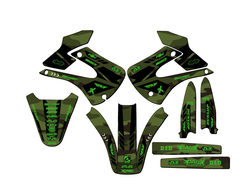 2001-2013 KX 100 APACHE Green Senge Graphics Kit Compatible with