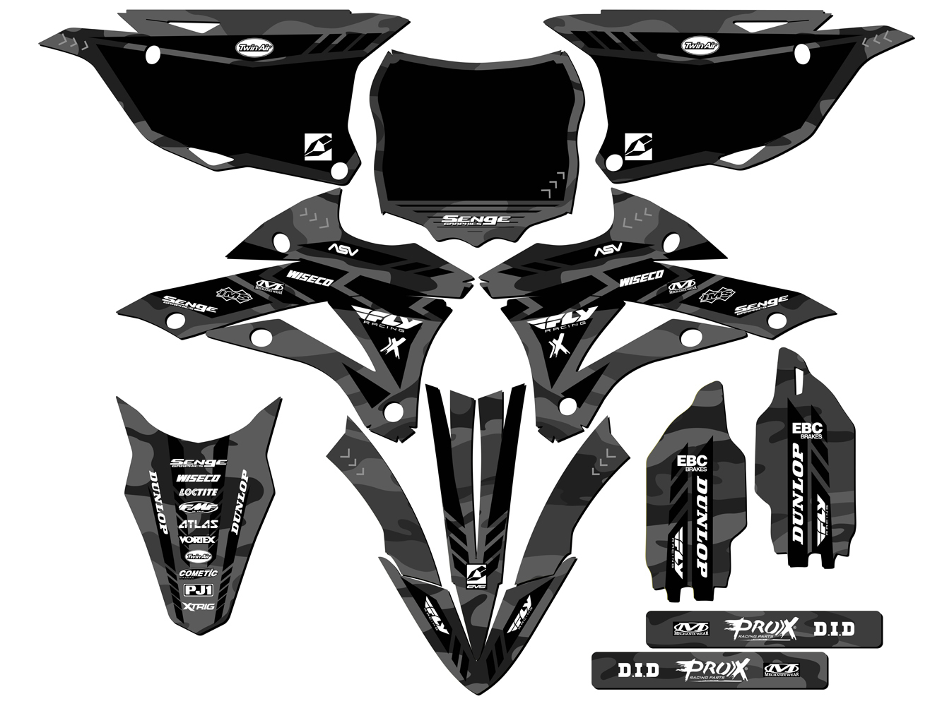 Kit de gráficos KX 85 APACHE 2014-2021 gris Senge compatible con Kawasaki - Imagen 5 de 10