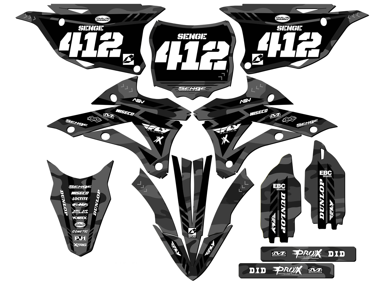 Kit de gráficos KX 85 APACHE 2014-2021 gris Senge compatible con Kawasaki - Imagen 8 de 10