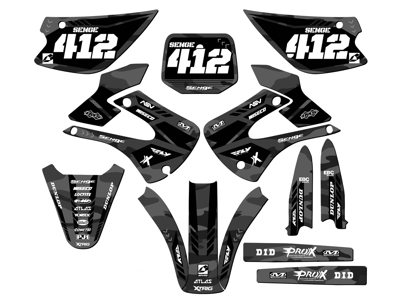 Kit de gráficos Senge KX 85 APACHE 2001-2013 gris compatible con Kawasaki - Imagen 8 de 10