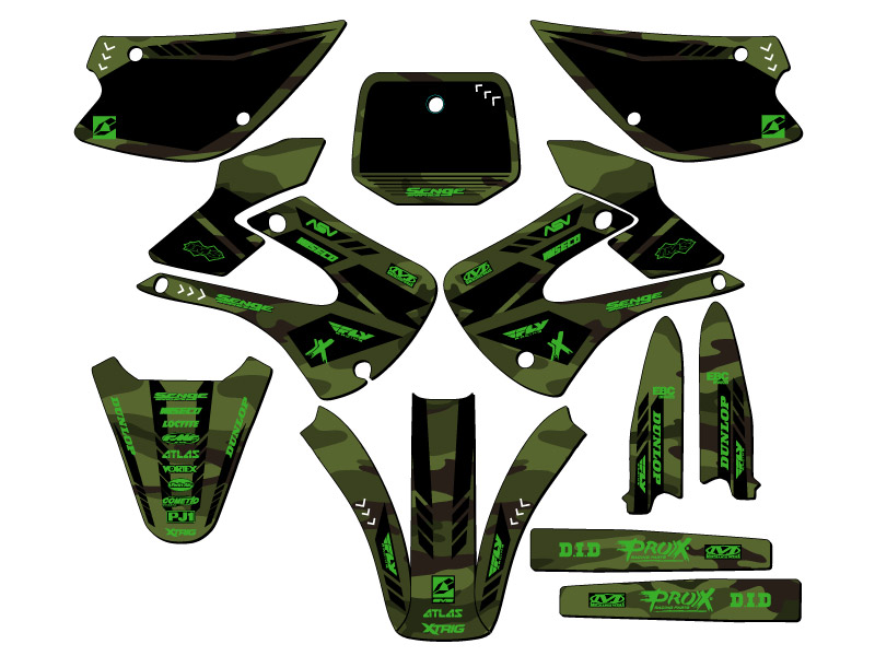 2001-2013 w/ UFO FENDERS KX 85 APACHE Green Senge Graphics Kit Compatible with - Picture 5 of 10