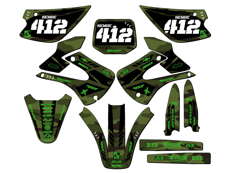 2001-2013 w/ UFO FENDERS KX 85 APACHE Green Senge Graphics Kit Compatible with - Picture 8 of 10