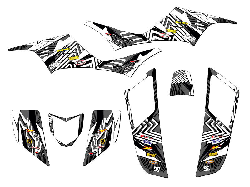 All Years KFX 700 MAYHEM Black Senge Graphics Kit Compatible with Kawasaki - Picture 2 of 7
