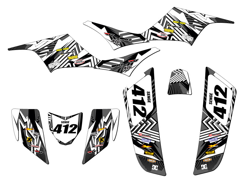 All Years KFX 700 MAYHEM Black Senge Graphics Kit Compatible with Kawasaki - Picture 5 of 7
