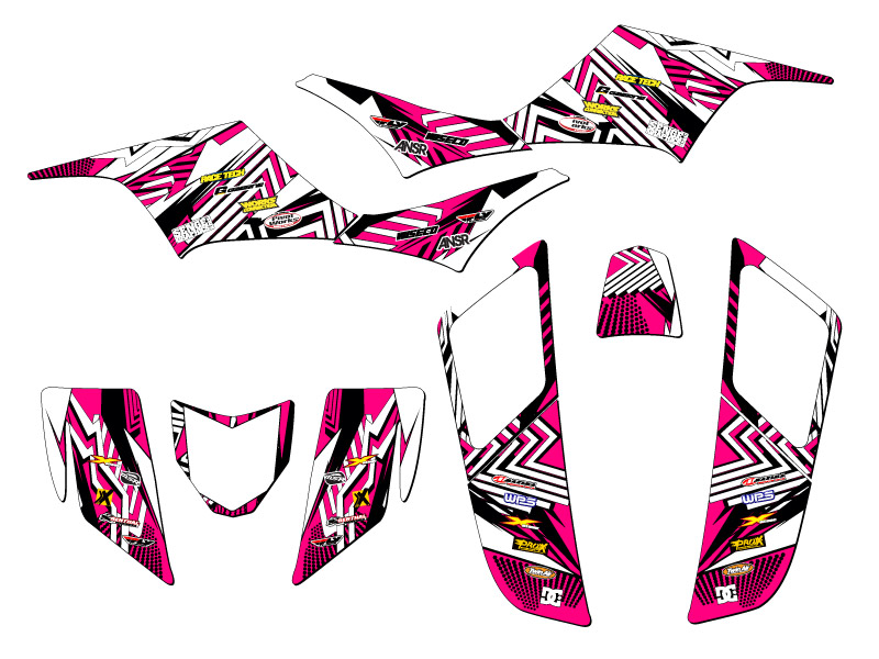 All Years KFX 700 MAYHEM Pink Senge Graphics Kit Compatible with Kawasaki - Picture 2 of 7