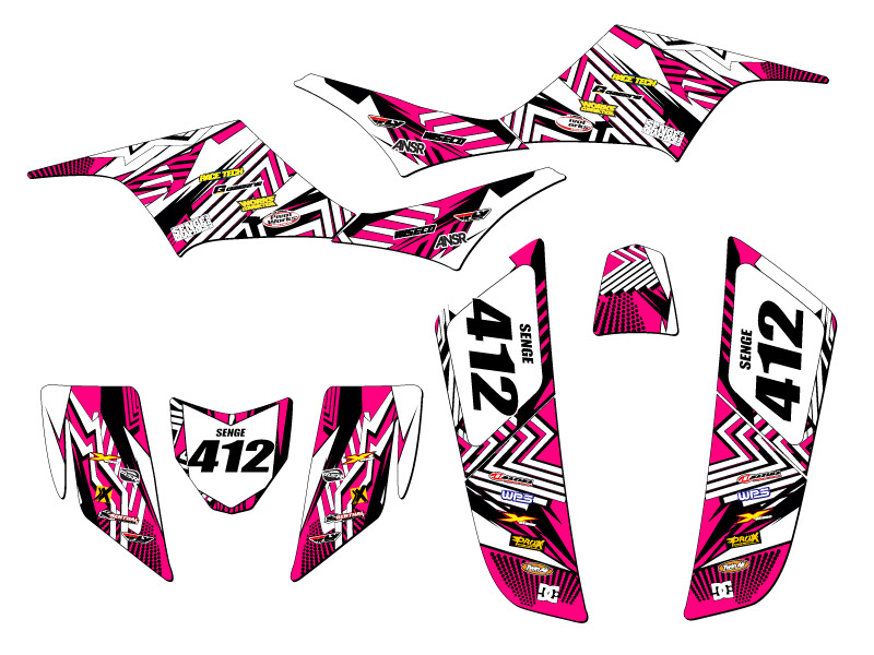 All Years KFX 700 MAYHEM Pink Senge Graphics Kit Compatible with Kawasaki - Picture 5 of 7