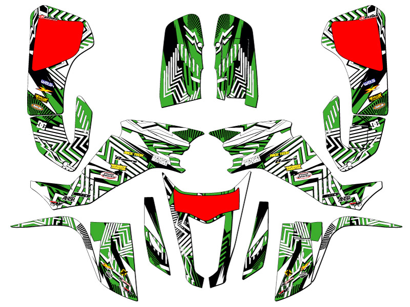 All Years KFX 400 MAYHEM Green Senge Graphics Kit Compatible with Kawasaki - Picture 2 of 7