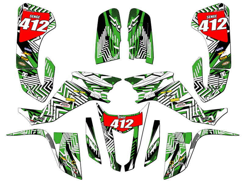 All Years KFX 400 MAYHEM Green Senge Graphics Kit Compatible with Kawasaki - Picture 5 of 7