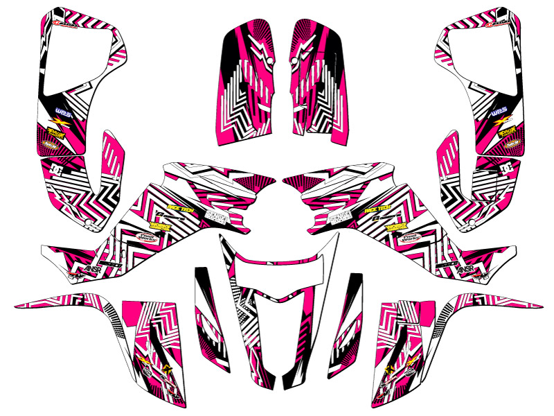 All Years KFX 400 MAYHEM Pink Senge Graphics Kit Compatible with Kawasaki - Picture 2 of 7