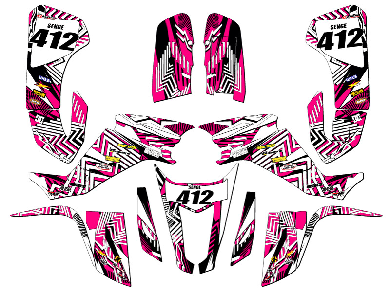 All Years KFX 400 MAYHEM Pink Senge Graphics Kit Compatible with Kawasaki - Picture 5 of 7
