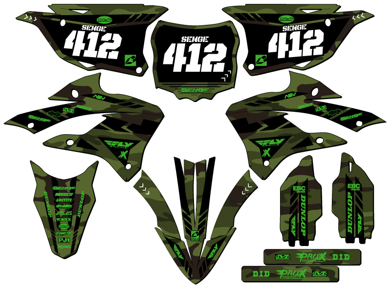 2022-2023 KX 85 APACHE Green Senge Graphics Kit compatible con Kawasaki - Imagen 8 de 10