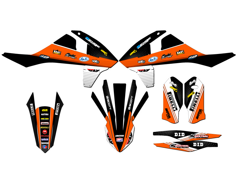2016 ALL EXCEPT 250 SX RICOCHET Orange Senge Graphics Kit Compatible with KTM - Picture 2 of 10