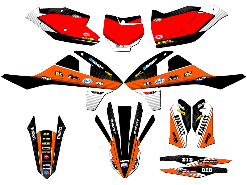 2016 ALL EXCEPT 250 SX RICOCHET Orange Senge Graphics Kit Compatible with KTM - Picture 5 of 10