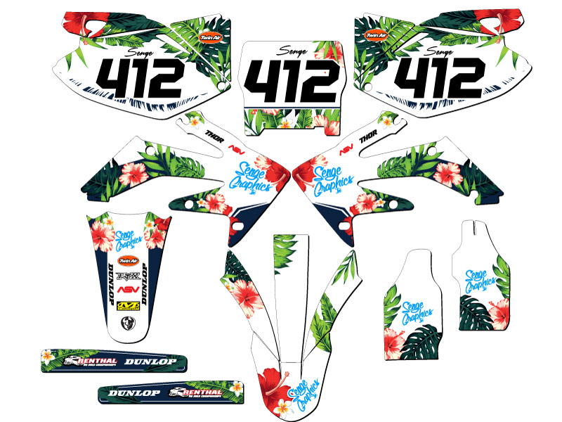 2006-2007 CRF 250 R TROPIC White Senge Graphics Kit Compatible with Honda - Foto 8 di 10