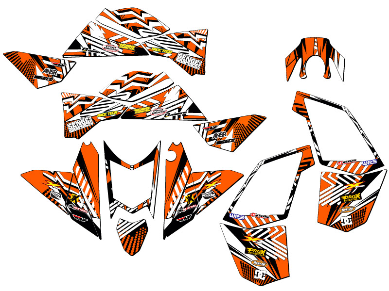 Kit de gráficos All Years XC/SX 450 MAYHEM Orange Senge compatible con KTM - Imagen 2 de 7