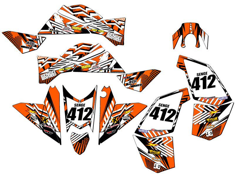 Kit de gráficos All Years XC/SX 450 MAYHEM Orange Senge compatible con KTM - Imagen 5 de 7