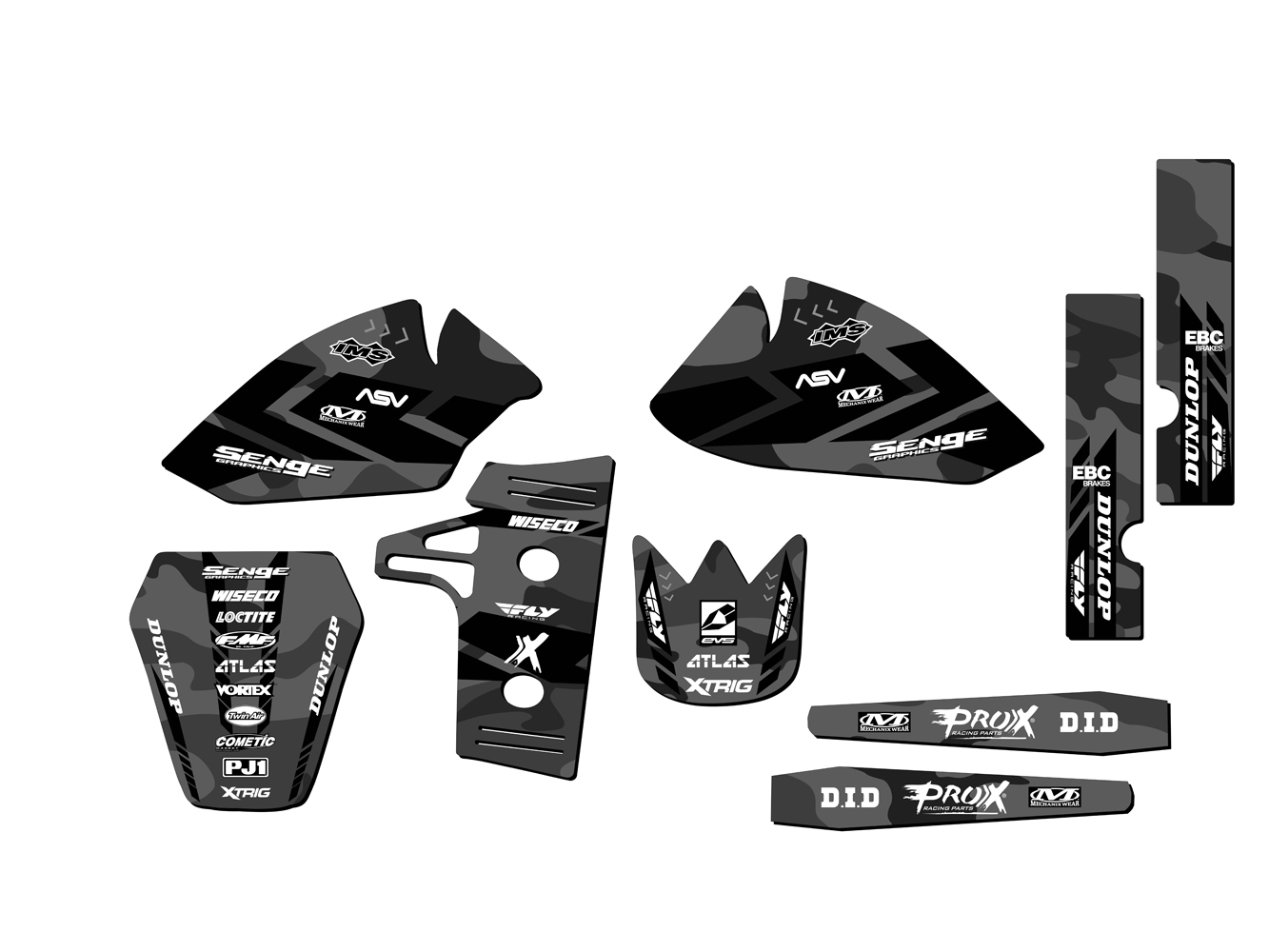 1985-2004 KX 60 APACHE Grey Senge Graphics Kit Compatible with Kawasaki - Picture 2 of 10