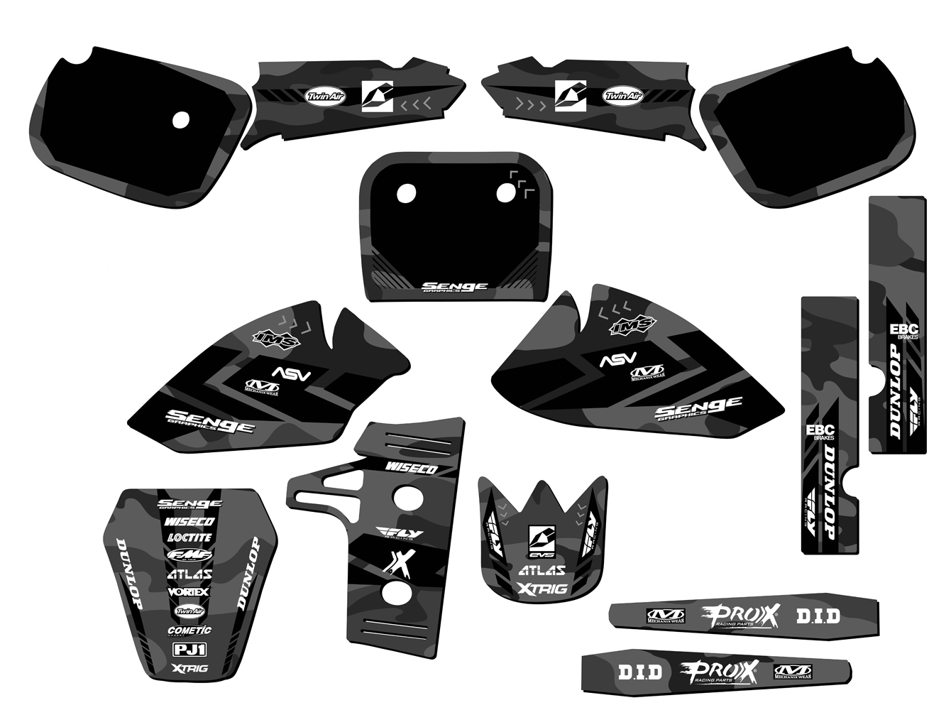 1985-2004 KX 60 APACHE Grey Senge Graphics Kit Compatible with Kawasaki - Picture 5 of 10
