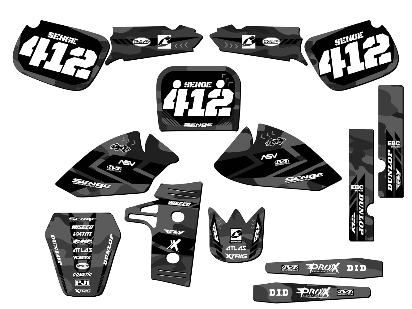 1985-2004 KX 60 APACHE Grey Senge Graphics Kit Compatible with Kawasaki - Picture 8 of 10