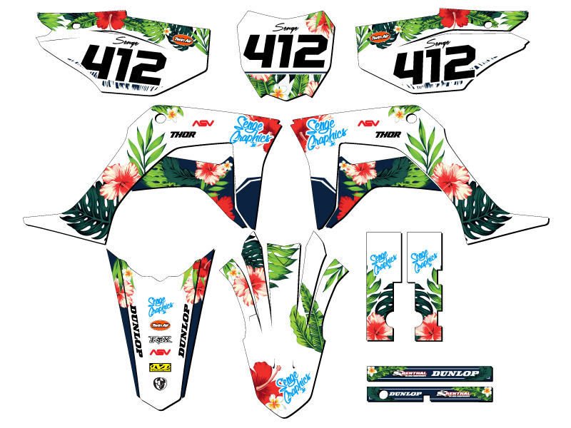 2019-2023 CRF 125 TROPIC White Senge Graphics Kit Compatible with Honda - Picture 8 of 10