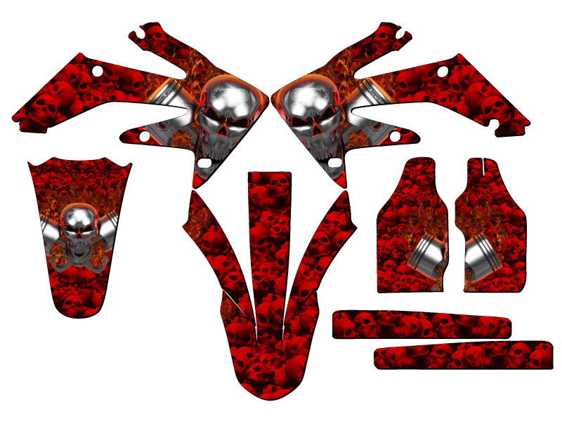 2004-2005 CRF 250 R Flaming Gearhead Red Senge Kit de Gráficos Compatible con H... - Imagen 2 de 10