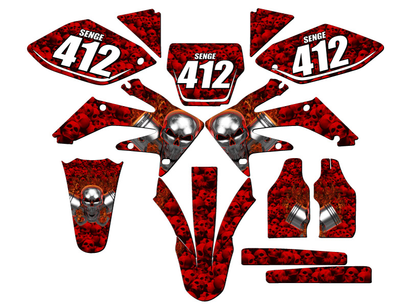 2004-2005 CRF 250 R Flaming Gearhead Red Senge Kit de Gráficos Compatible con H... - Imagen 8 de 10