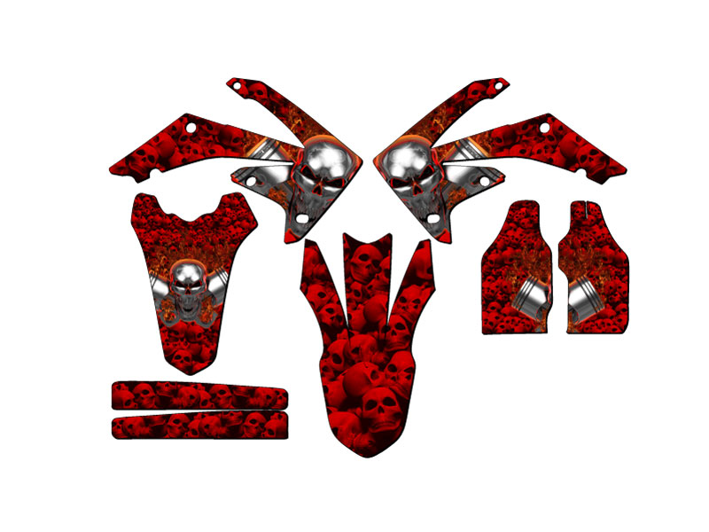 2010-2013 CRF 250 R FLAMING GEARHEAD Red Senge Graphics Kit Compatible with H... - Picture 2 of 10