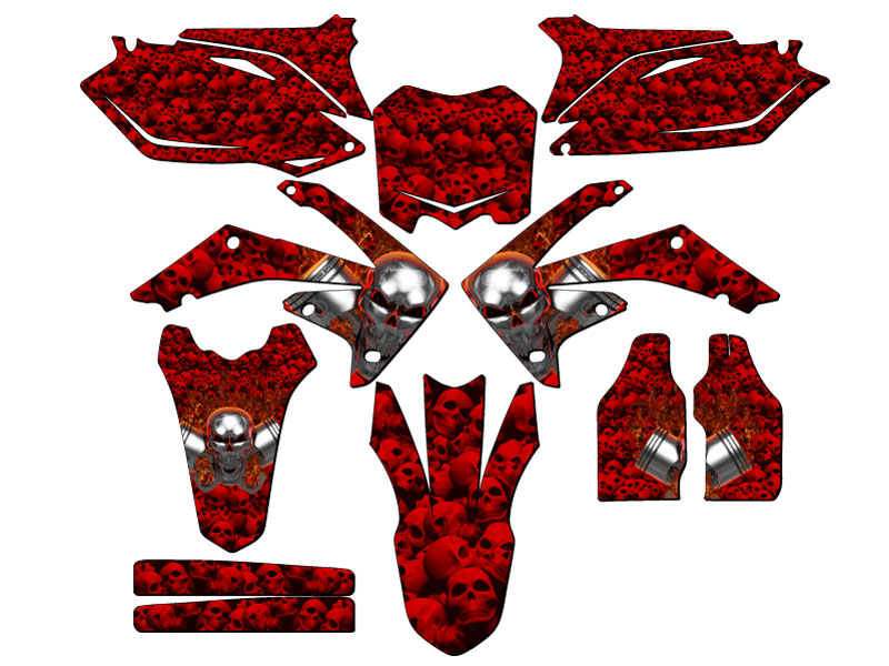 2010-2013 CRF 250 R FLAMING GEARHEAD Red Senge Graphics Kit Compatible with H... - Picture 5 of 10