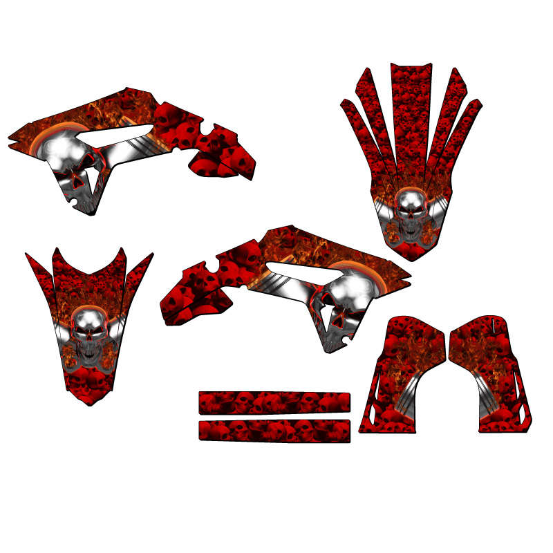 2022-2023 CRF 250 R FLAMING GEARHEAD Red Senge Graphics Kit Compatible with H... - Foto 2 di 10