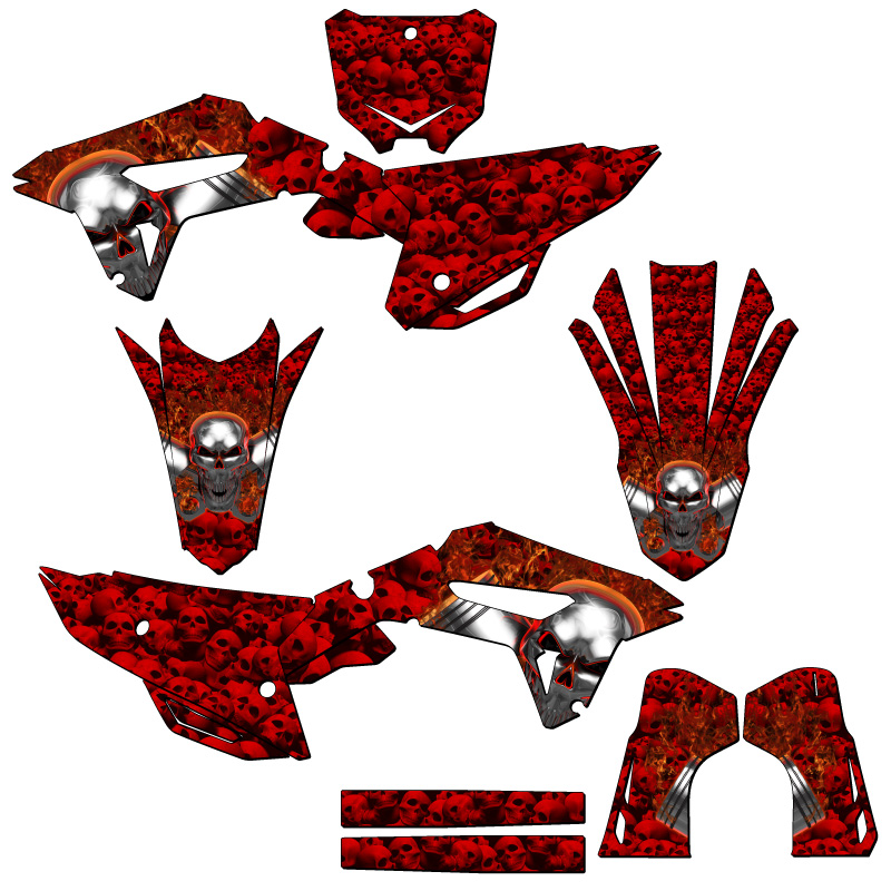 2022-2023 CRF 250 R FLAMING GEARHEAD Red Senge Graphics Kit Compatible with H... - Foto 5 di 10