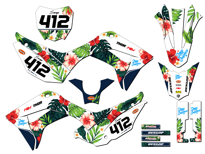 2019-2022 CRF 110 TROPIC White Senge Graphics Kit Compatible with Honda - Picture 8 of 10