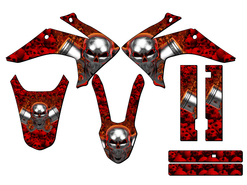 2015-2020 (with Headlight) CRF 230 F FLAMING GEARHEAD Red Senge Graphics Kit ... - Picture 5 of 10
