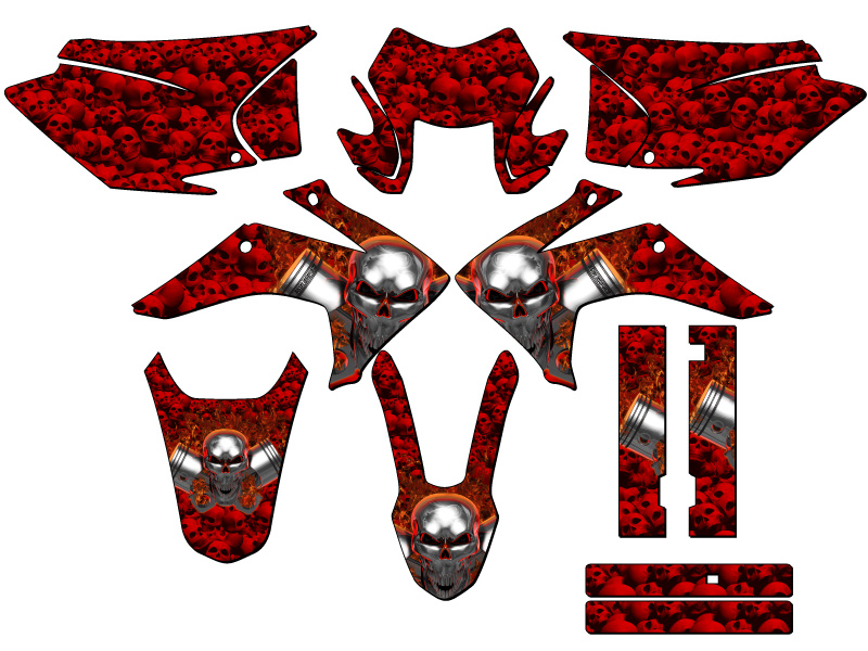 2015-2020 (with Headlight) CRF 230 F FLAMING GEARHEAD Red Senge Graphics Kit ... - Picture 8 of 10