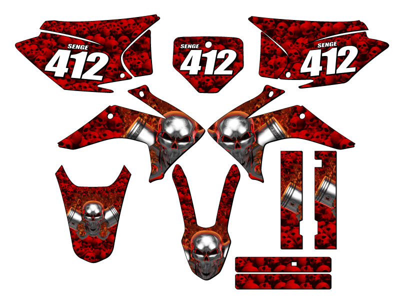 2015-2020 CRF 150 F FLAMING GEARHEAD Red Senge Graphics Kit Compatible with H... - Picture 2 of 10
