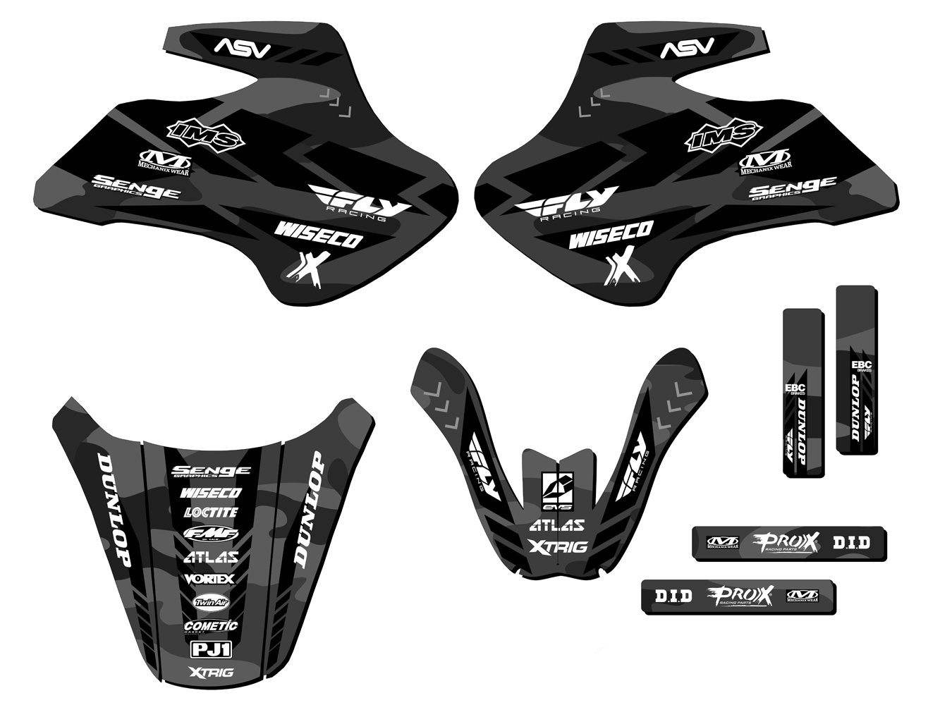 All Years KDX 50 APACHE Grey Senge Graphics Kit Compatible with Kawasaki - Picture 2 of 10