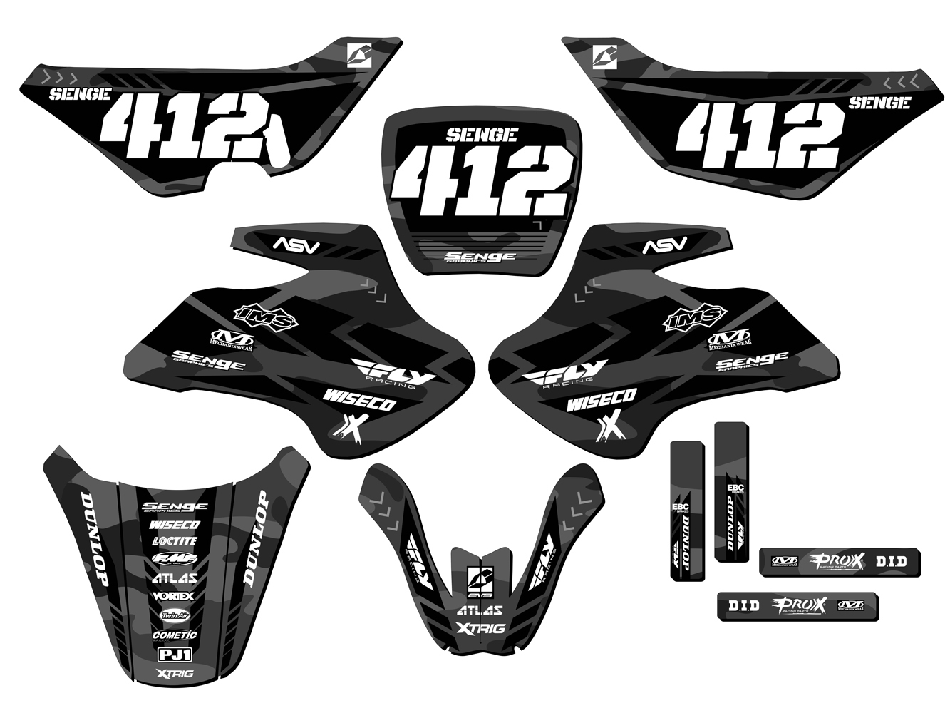 All Years KDX 50 APACHE Grey Senge Graphics Kit Compatible with Kawasaki - Picture 8 of 10