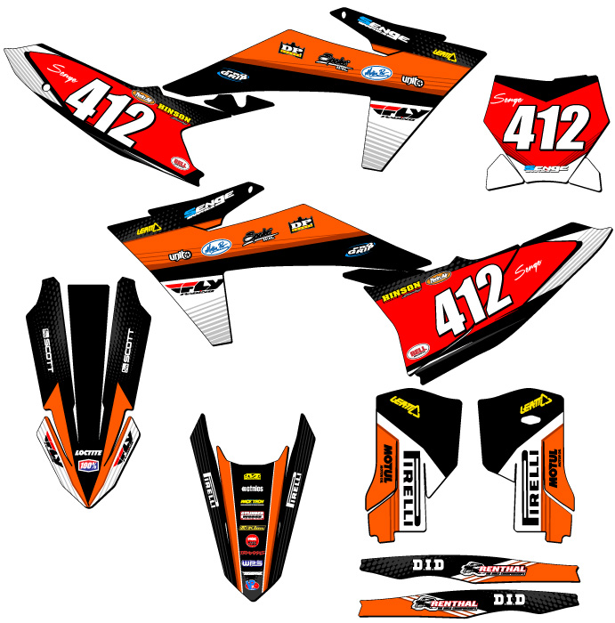 Kit de gráficos XCF RICOCHET Orange Senge 2023-2024 compatible con KTM - Imagen 8 de 10