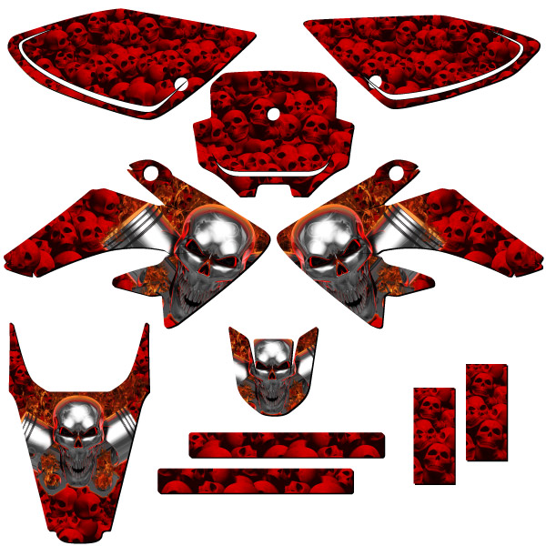 2004-2010 CRF 80 FLAMING GEARHEAD Red Senge Graphics Kit Compatible with Honda - Picture 8 of 10