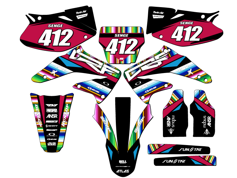 2002-2004 CRF 450 R SERAPE Black Senge Graphics Kit Compatible with Honda - Picture 8 of 10