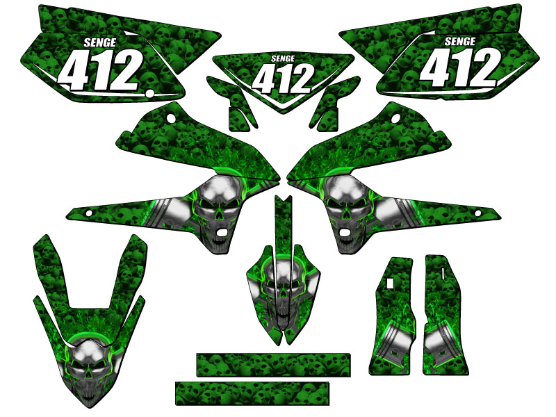 KLX 250 2008-2020 Flaming Gearhead kit de gráficos Green Senge compatible con - Imagen 8 de 10
