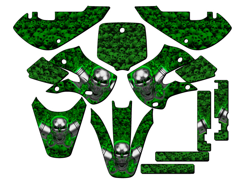 KLX 110 FLAMING GEARHEAD Green Senge 2002-2009 Kit de gráficos compatible con - Imagen 5 de 10