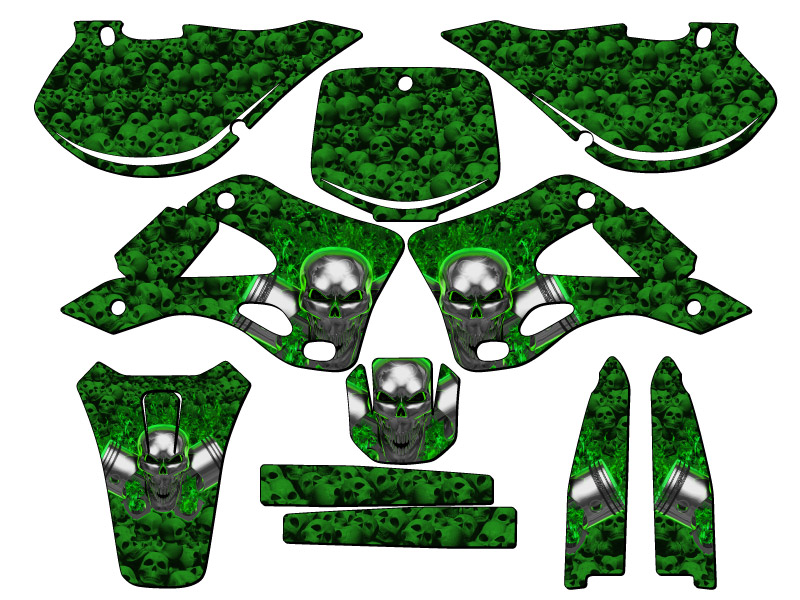1999-2002 KX 250 Flaming Gearhead Green Senge Kit de Gráficos Compatible con - Imagen 5 de 10