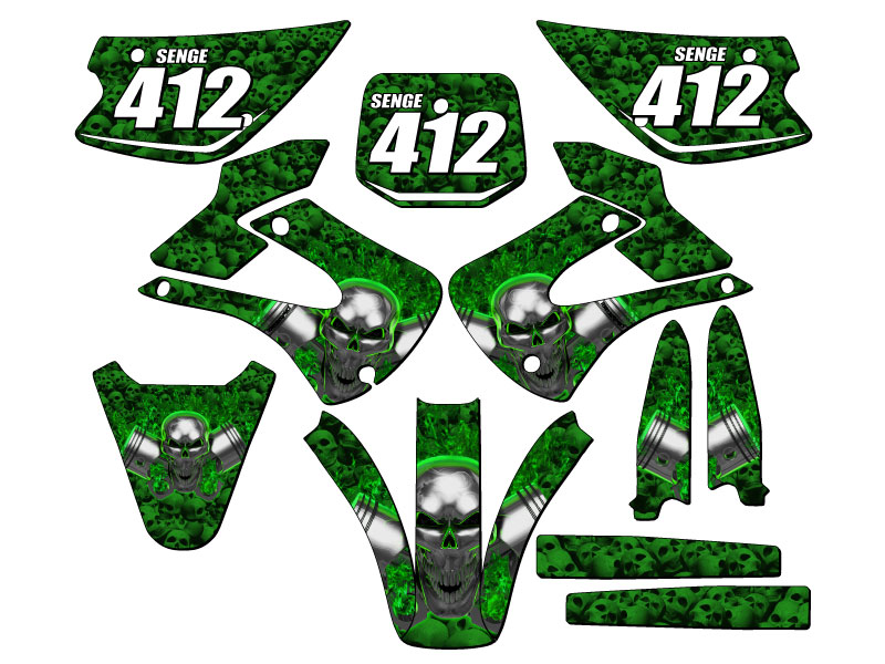 Kit de gráficos KX 85 FLAMING GEARHEAD Green Senge 2001-2013 compatible con - Imagen 8 de 10
