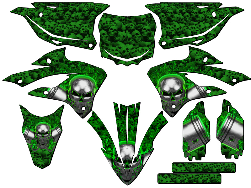 2022-2023 KX 85 FLAMING GEARHEAD Green Senge Graphics Kit