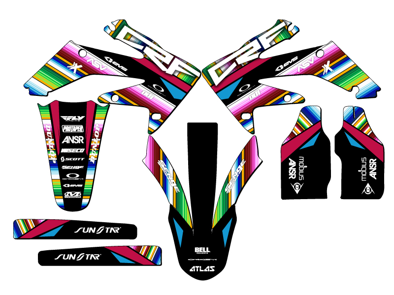 2008-2009 CRF 250 R SERAPE Black Senge Graphics Kit Compatible with Honda - Picture 2 of 10
