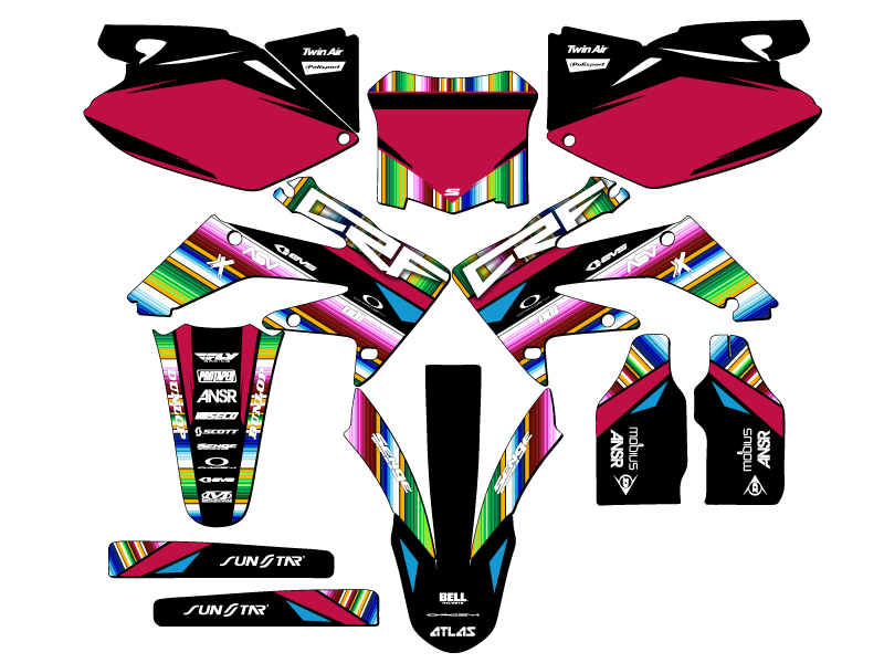 2008-2009 CRF 250 R SERAPE Black Senge Graphics Kit Compatible with Honda - Picture 5 of 10