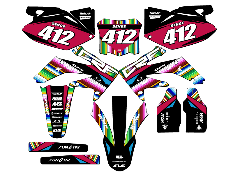 2008-2009 CRF 250 R SERAPE Black Senge Graphics Kit Compatible with Honda - Picture 8 of 10