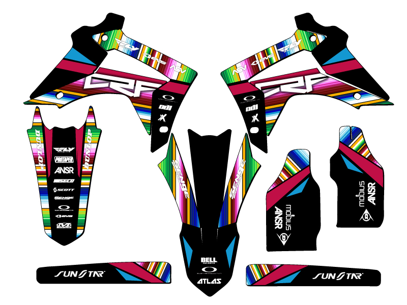 2014-2017 CRF 250 R SERAPE Black Senge Graphics Kit Compatible with Honda - Picture 2 of 10