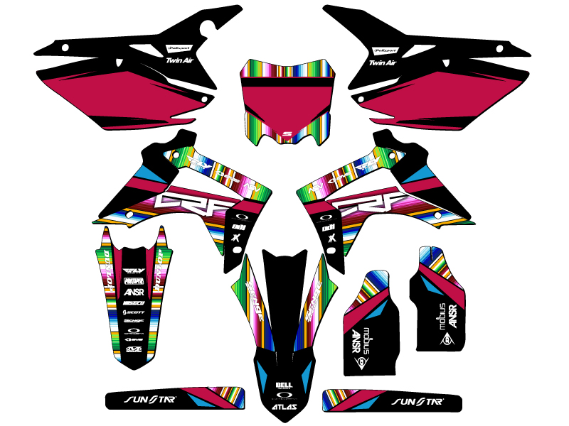 2014-2017 CRF 250 R SERAPE Black Senge Graphics Kit Compatible with Honda - Picture 5 of 10