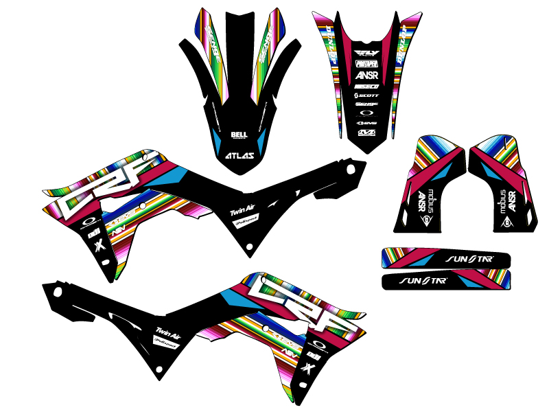 2019-2021 CRF 250 R SERAPE Black Senge Graphics Kit Compatible with Honda - Picture 2 of 10